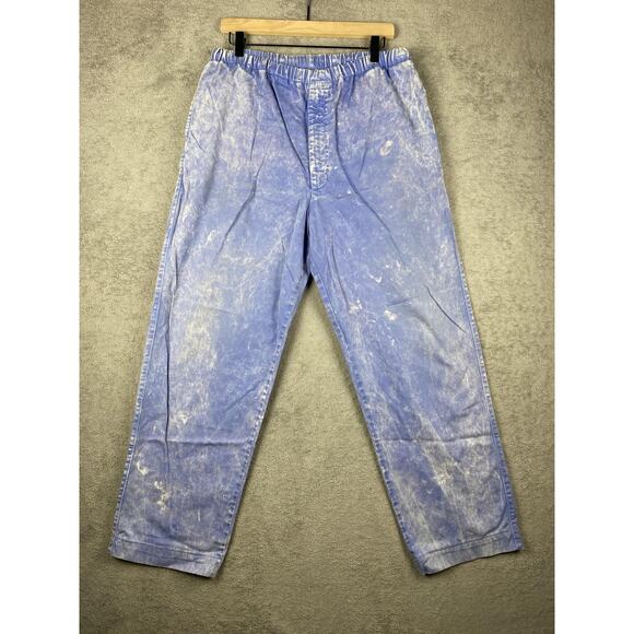 Savane Pants XL Mens Blue Acid Wash Elastic Waist Drawstring Cotton Casual - Picture 1 of 16